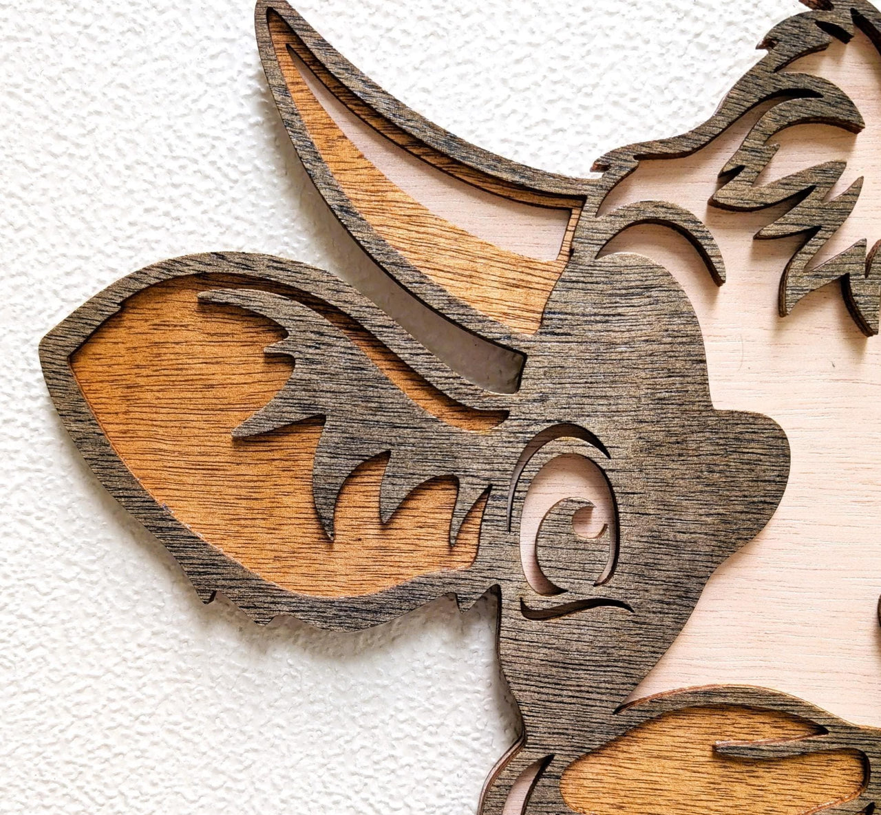 3D Fun Cow Wall Art: Multi-Layered Stained Wood Farm Decor