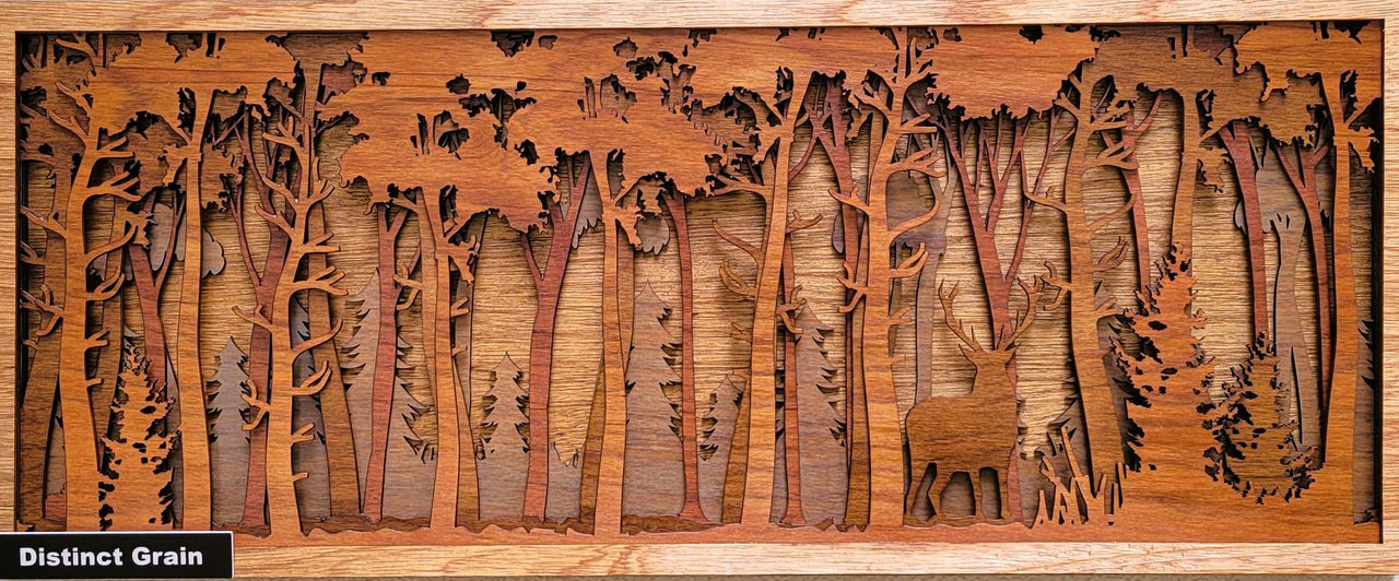 Buck in Forest Wood Wall Art, Multilayered Stained Wood, 3D Laser Art, Wall Décor, Trees, Woods, Cabin Décor, Christmas Gift, Unique Gift
