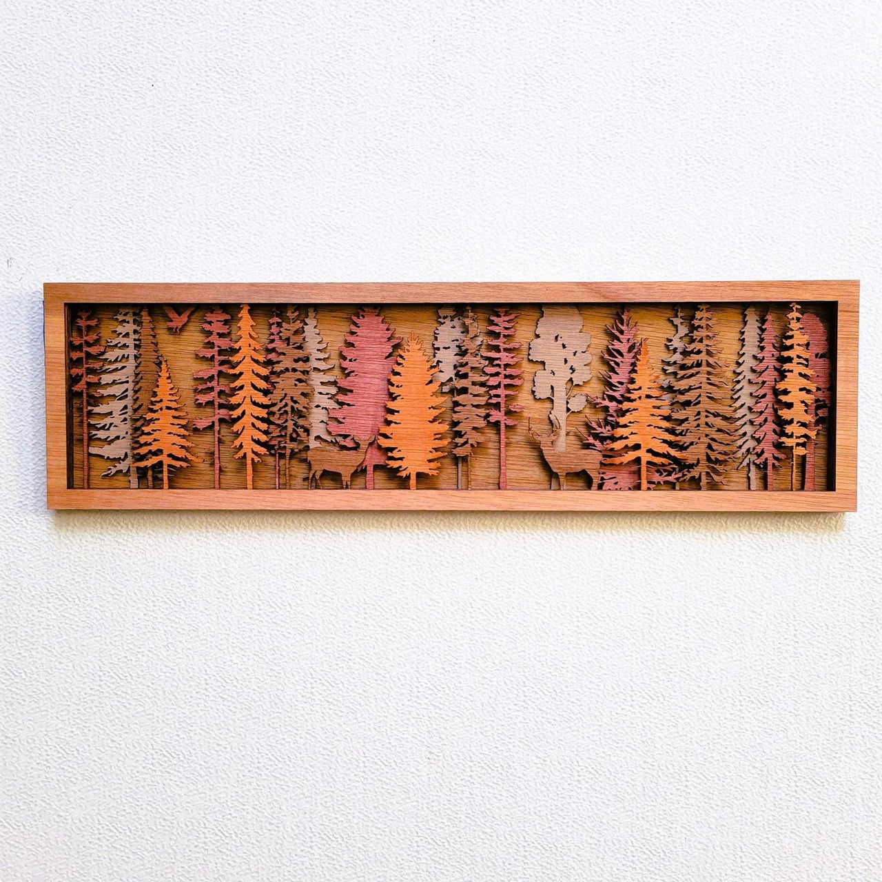 Wildlife & Deer Scene: 3D Laser Cut Wood Wall Art