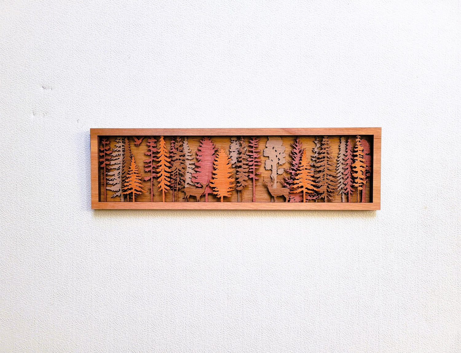 Wildlife & Deer Scene: 3D Laser Cut Wood Wall Art