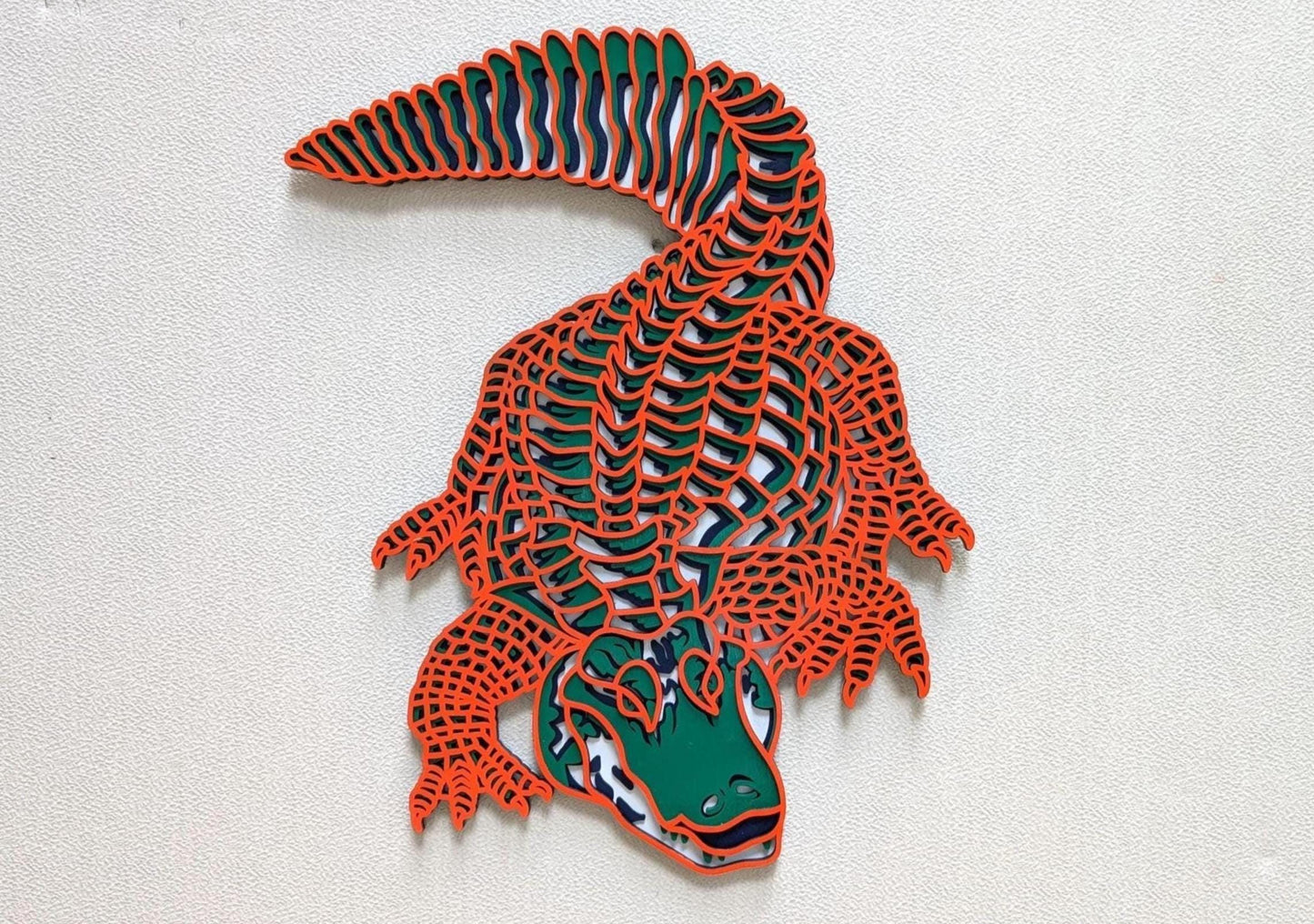 Colorful Alligator Art - Handcrafted Wood Wall Decor - Florida Gator - Florida Wildlife - Swamp Gator - 3D Laser Cut - Unique Home Gift