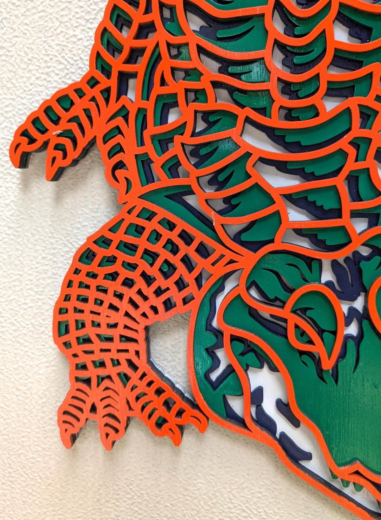 Colorful Alligator Art - Handcrafted Wood Wall Decor - Florida Gator - Florida Wildlife - Swamp Gator - 3D Laser Cut - Unique Home Gift