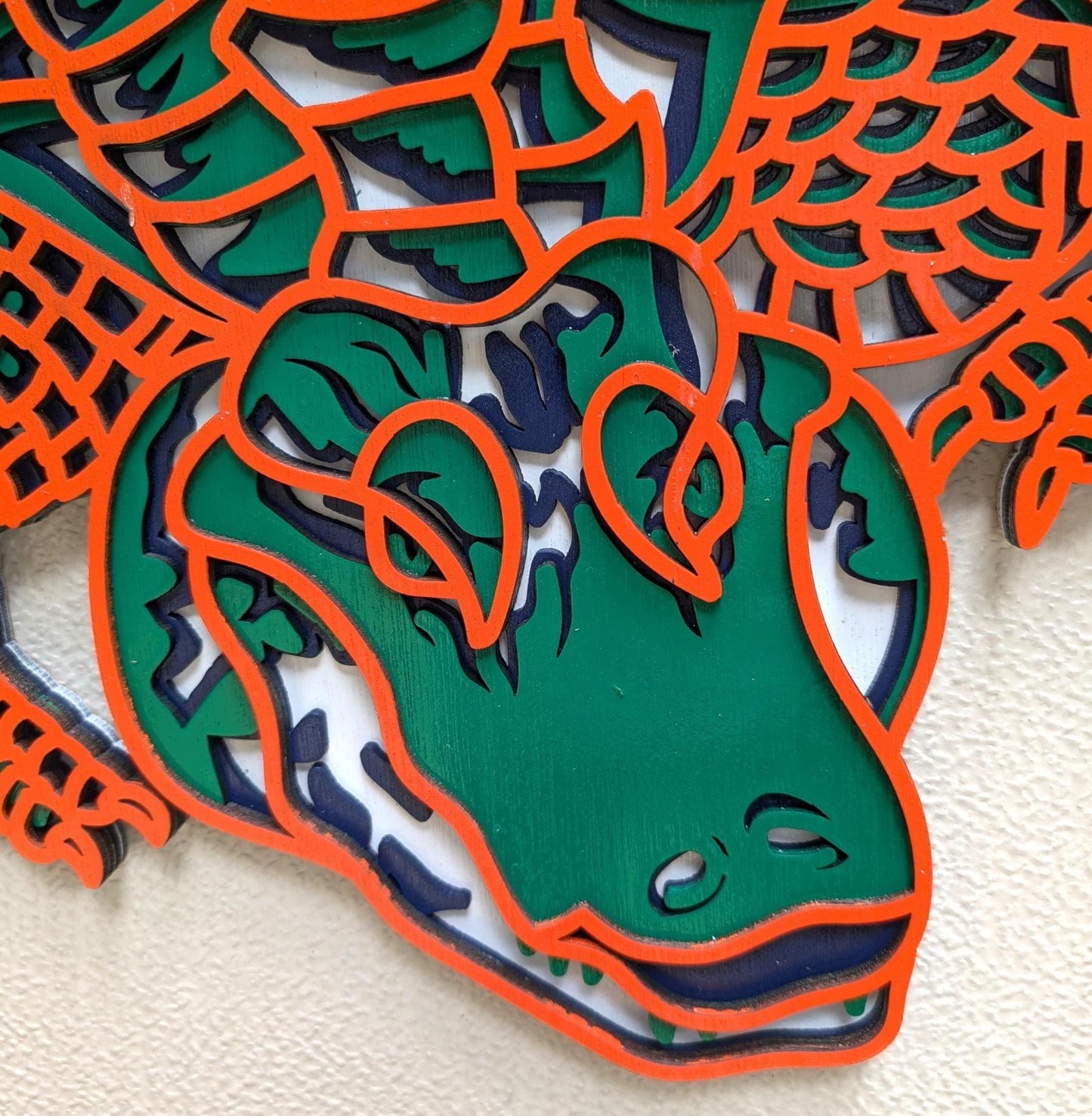 Colorful Alligator Art - Handcrafted Wood Wall Decor - Florida Gator - Florida Wildlife - Swamp Gator - 3D Laser Cut - Unique Home Gift