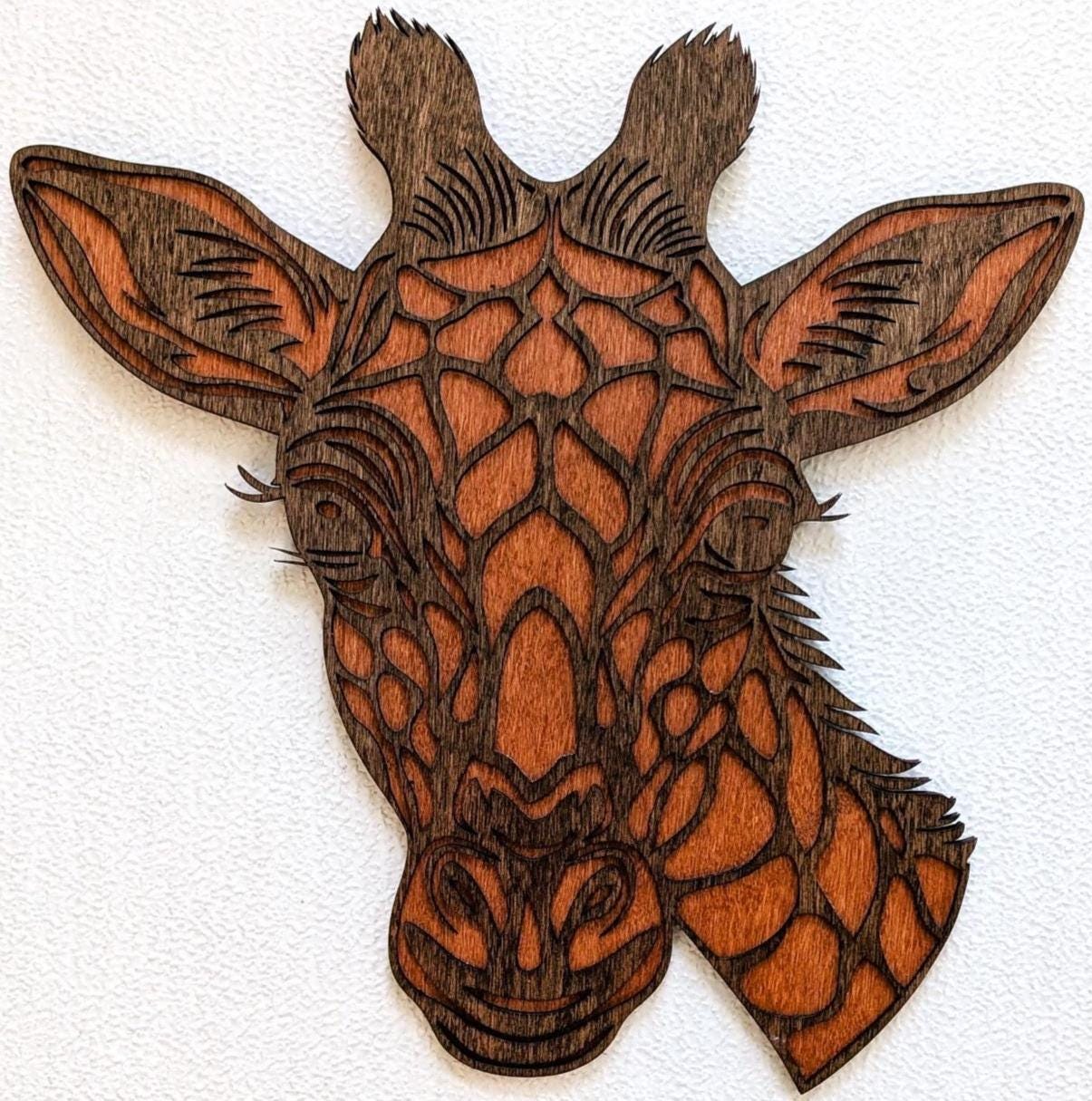 3D Giraffe Wood Wall Art: Multi-Layered Stained Wood, Limited Edition