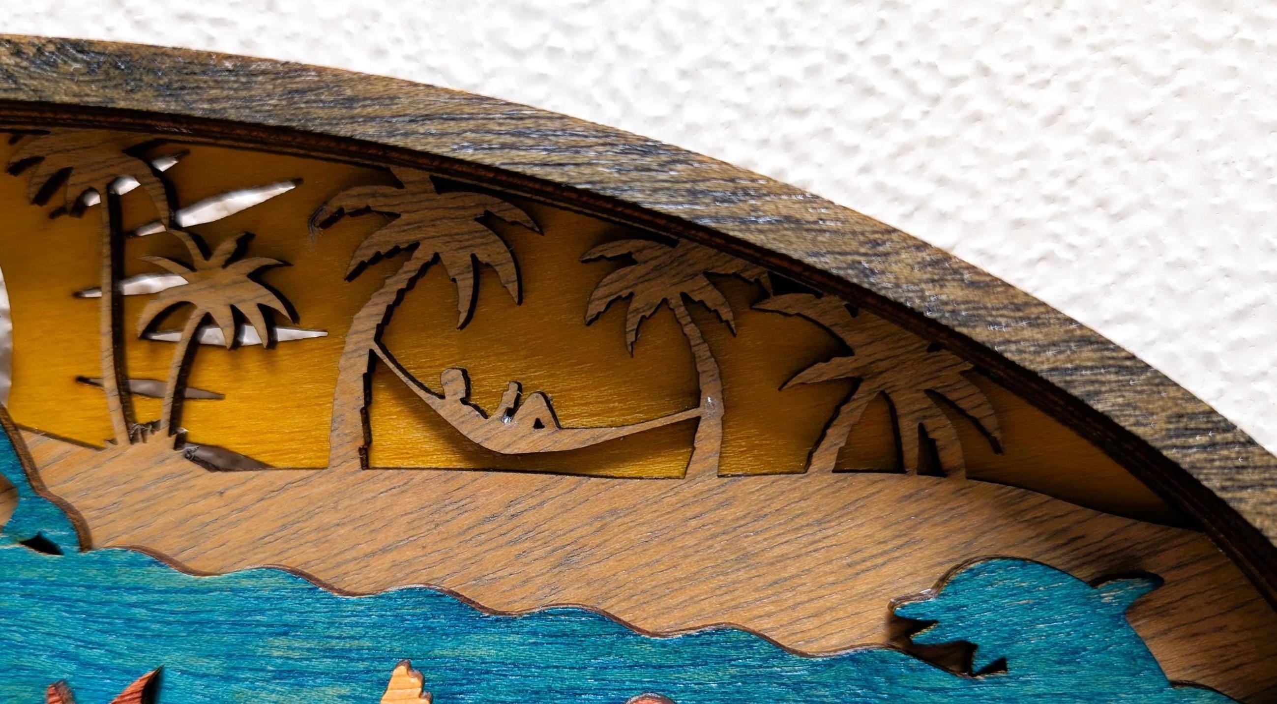 3D Dolphin Wood Wall Art: Multi-Layered Stained Wood, Nautical Decor