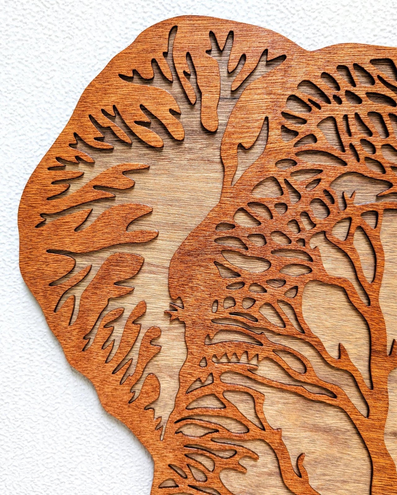 3D Layered Wood Elephant Wall Art: Hand-Stained Jungle Decor