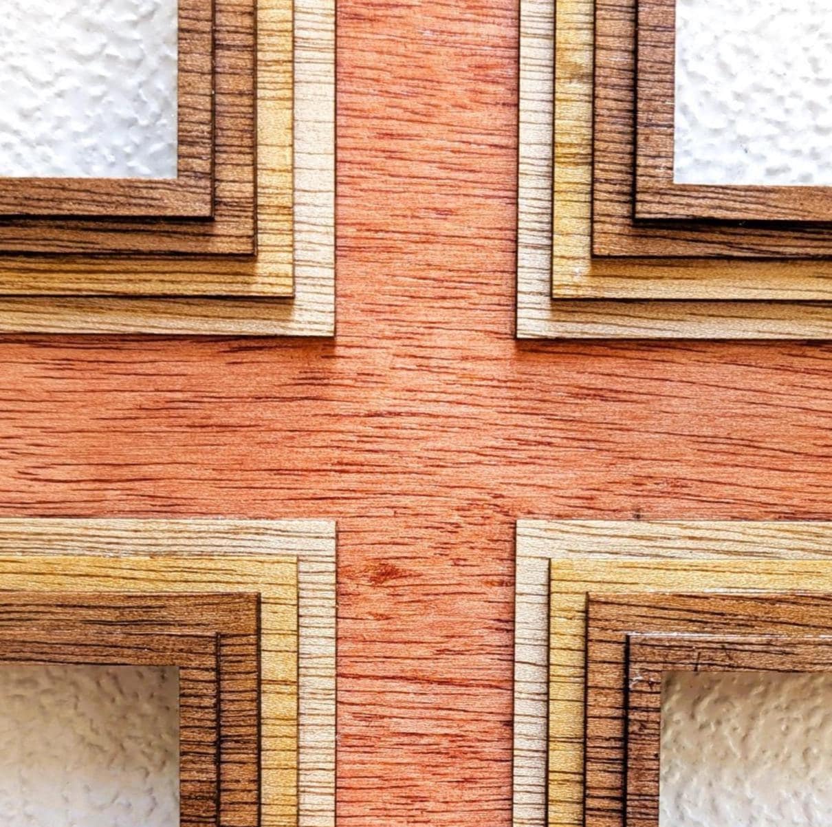 Multi Layered Wood Cross 17” Wall Art: Home Decor