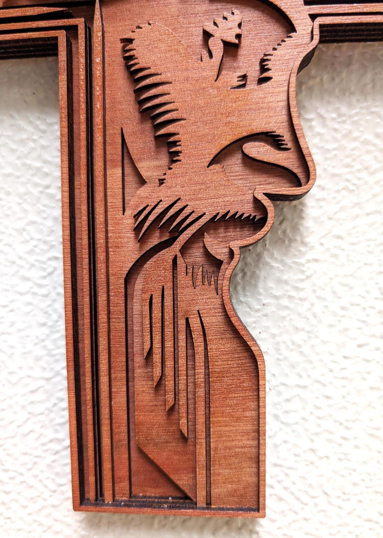 Cross with Jesus Face Wood Wall Art: Christian Home Decor