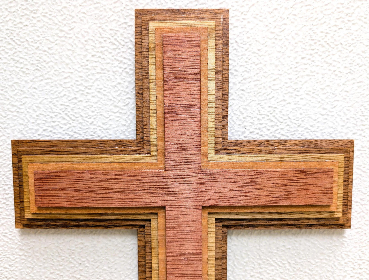Wood Cross 17” Multi Layered Wall Art: 3D Laser Christian Home Decor