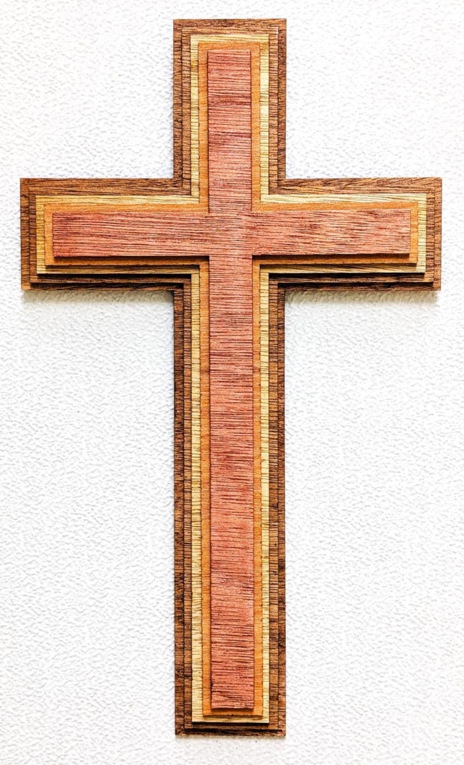 Wood Cross 17” Multi Layered Wall Art: 3D Laser Christian Home Decor
