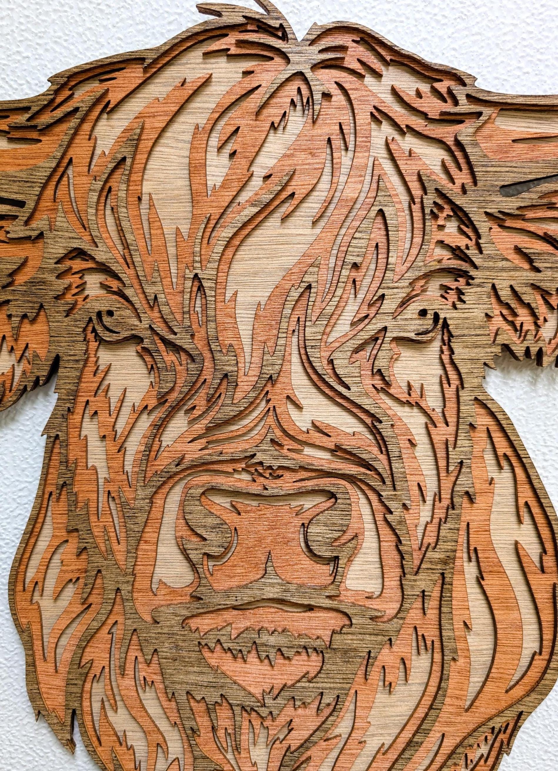 Highland Cow Multi Layered Wood Wall Art - Farm Decor