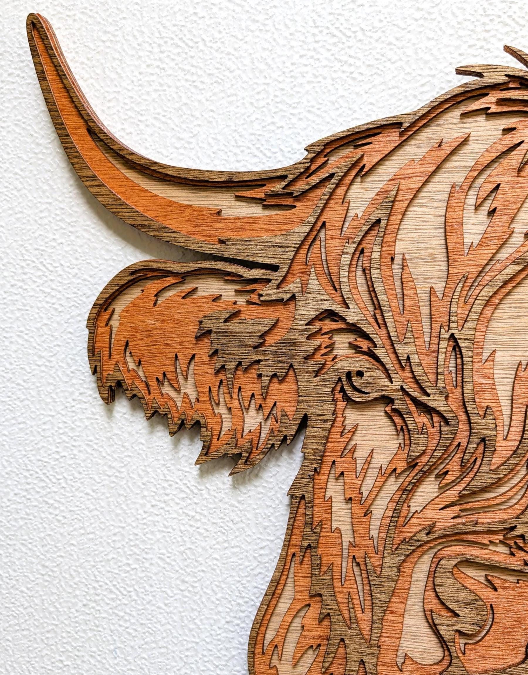 Highland Cow Multi Layered Wood Wall Art - Farm Decor