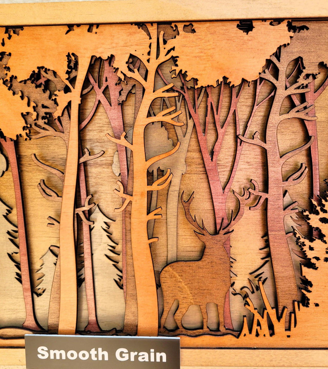 Buck in Forest Wood Wall Art, Multilayered Stained Wood, 3D Laser Art, Wall Décor, Trees, Woods, Cabin Décor, Christmas Gift, Unique Gift