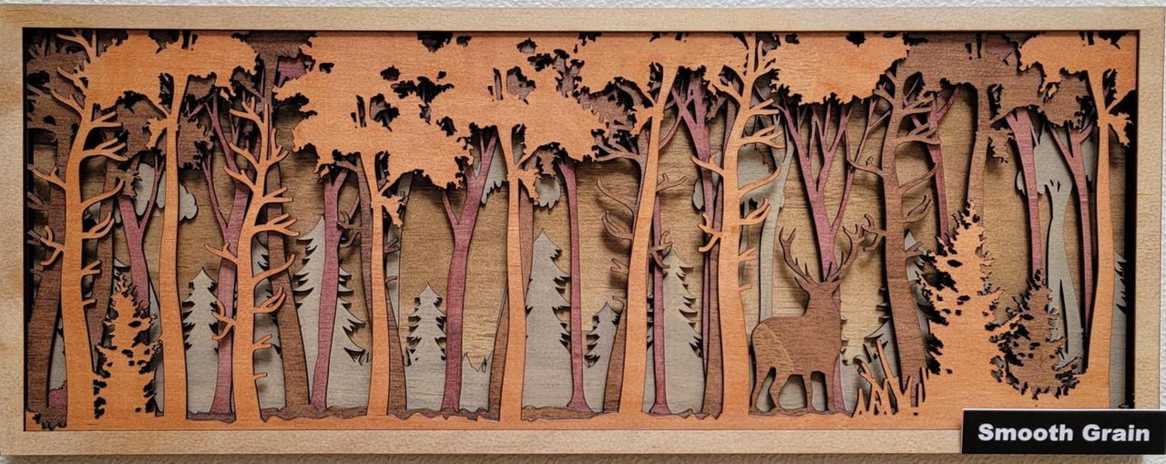 Buck in Forest Wood Wall Art, Multilayered Stained Wood, 3D Laser Art, Wall Décor, Trees, Woods, Cabin Décor, Christmas Gift, Unique Gift