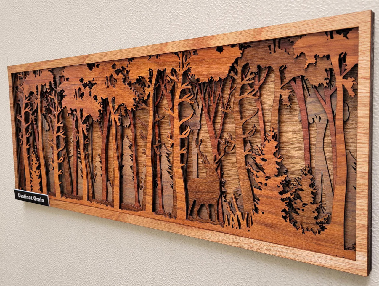 Buck in Forest Wood Wall Art, Multilayered Stained Wood, 3D Laser Art, Wall Décor, Trees, Woods, Cabin Décor, Christmas Gift, Unique Gift