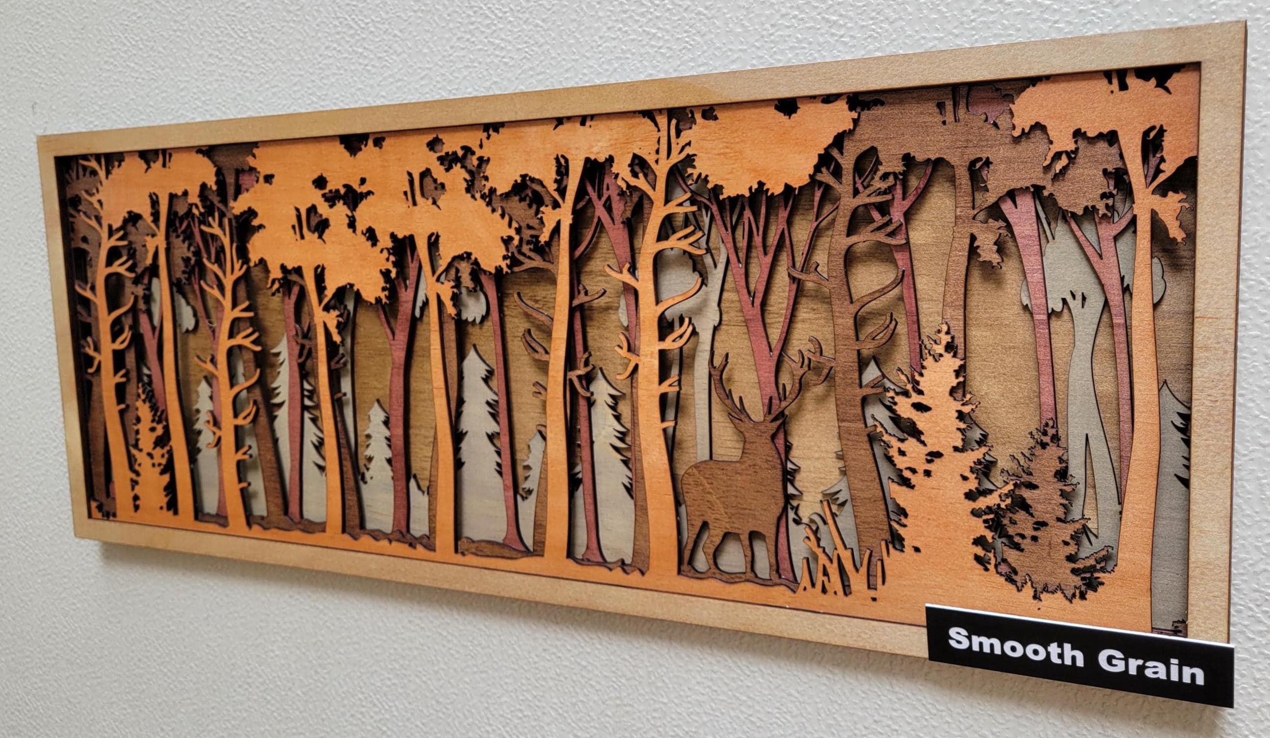Buck in Forest Wood Wall Art, Multilayered Stained Wood, 3D Laser Art, Wall Décor, Trees, Woods, Cabin Décor, Christmas Gift, Unique Gift