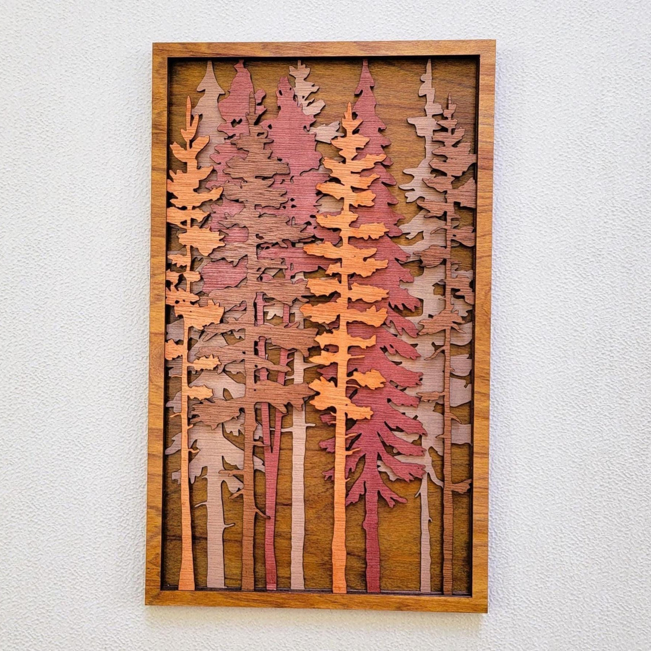Tall Pine Trees, 3D Forest Wood Wall Art, Woods Scene, Vertical Wall Décor, Cabin Decor, Multi Layered Art, Fall, Winter, Christmas Gift