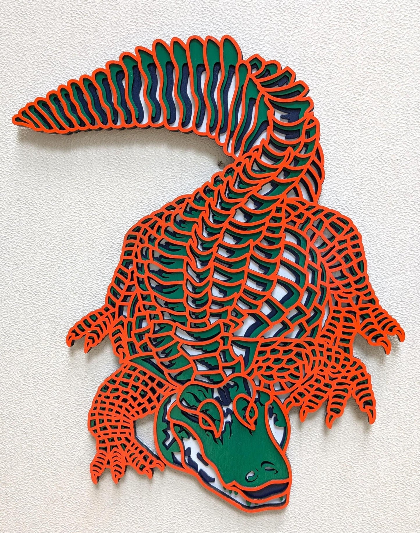 Colorful Alligator Art - Handcrafted Wood Wall Decor - Florida Gator - Florida Wildlife - Swamp Gator - 3D Laser Cut - Unique Home Gift