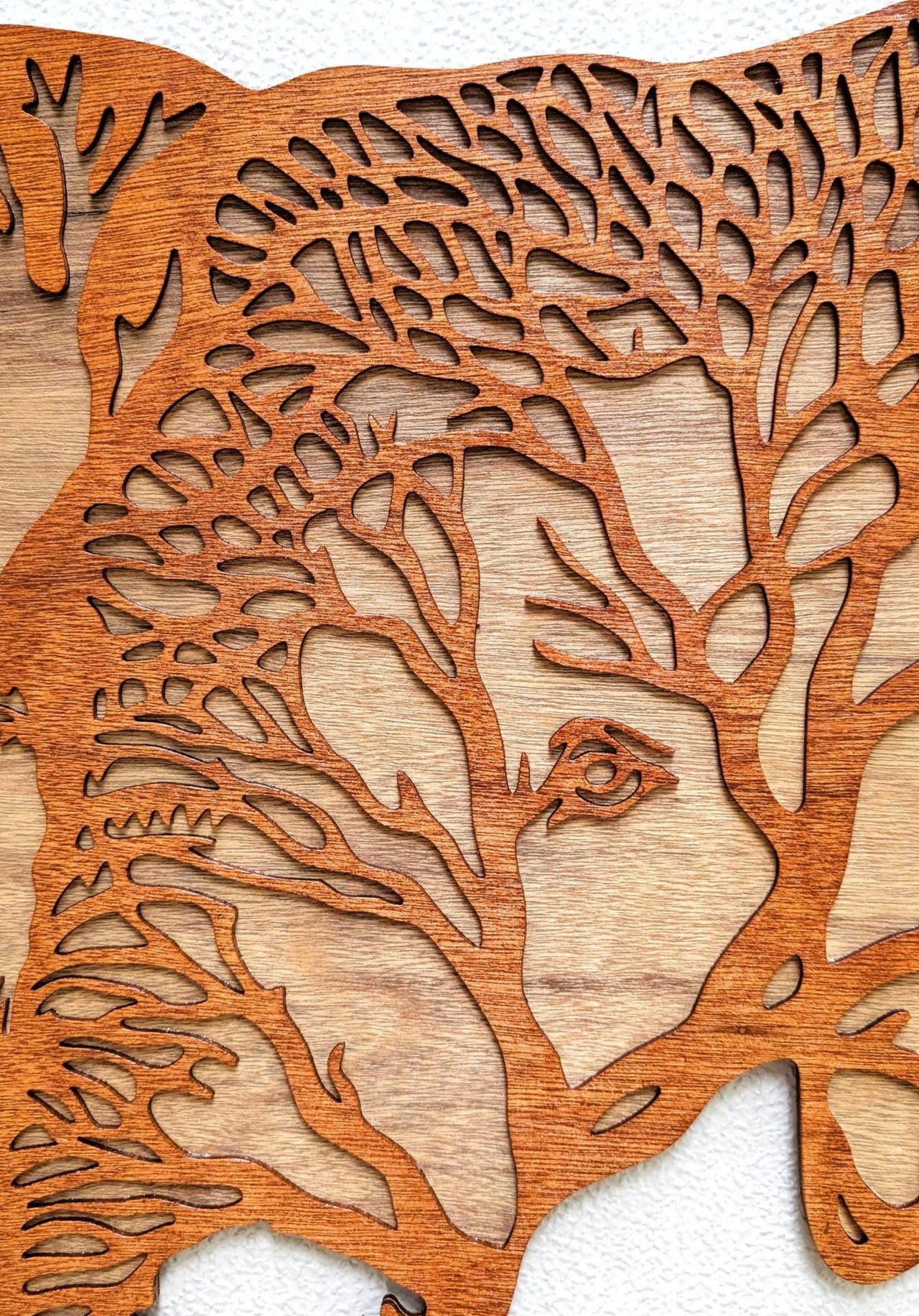 3D Layered Wood Elephant Wall Art: Hand-Stained Jungle Decor