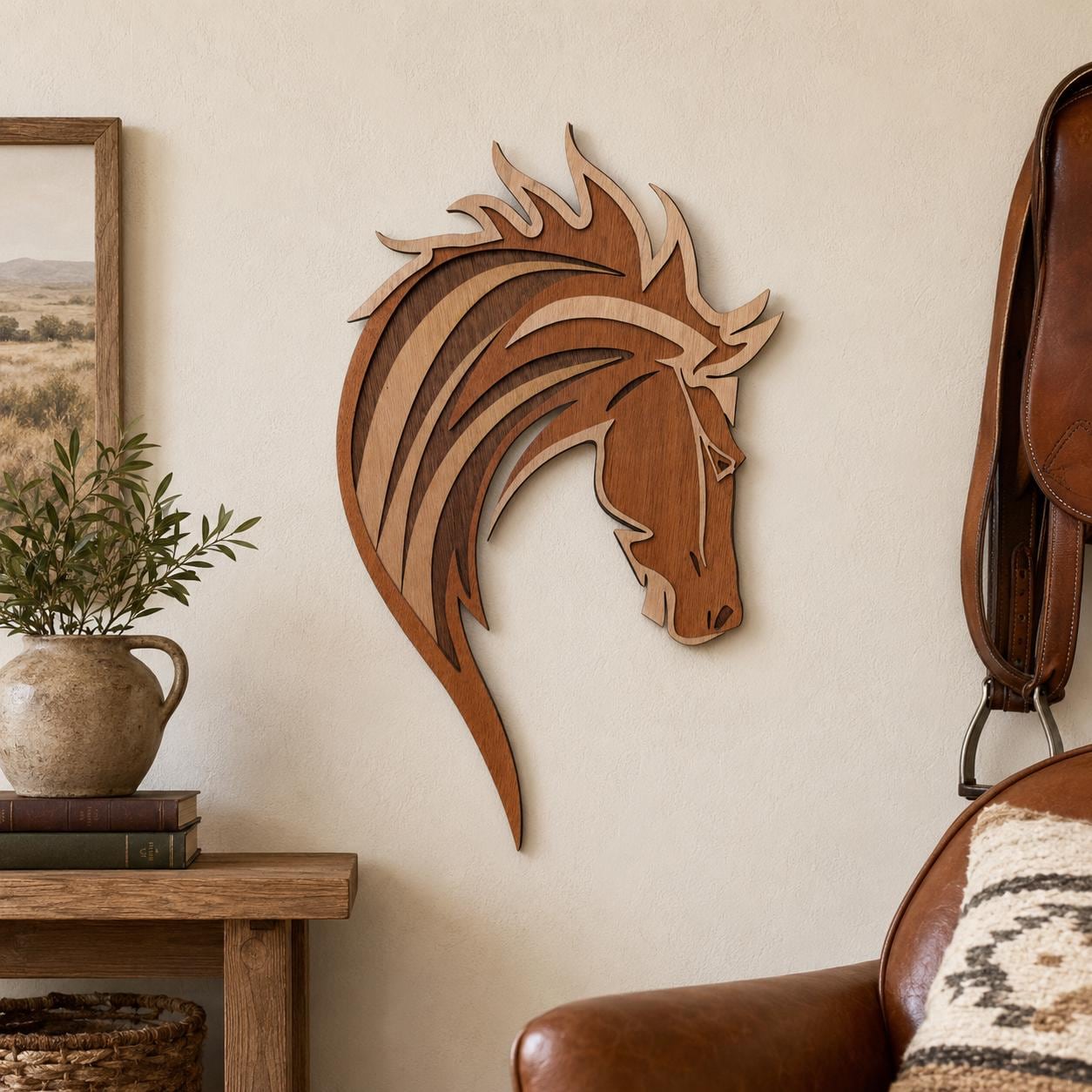MUSTANG HORSE HEAD Wood Wall Art