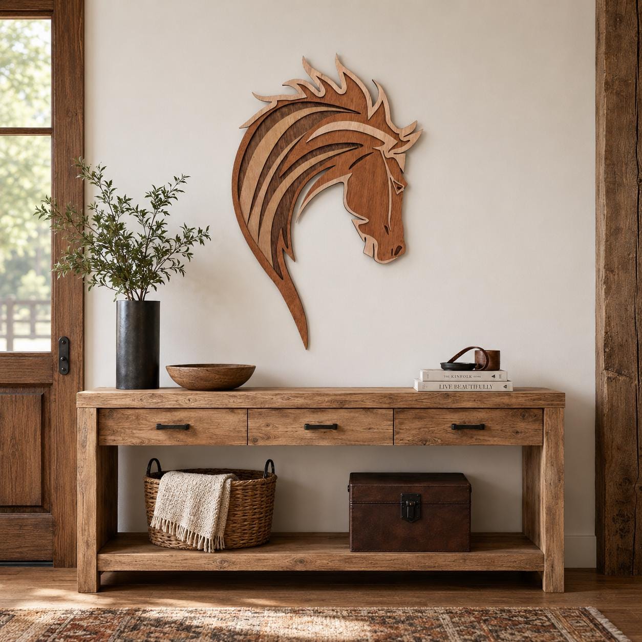 MUSTANG HORSE HEAD Wood Wall Art