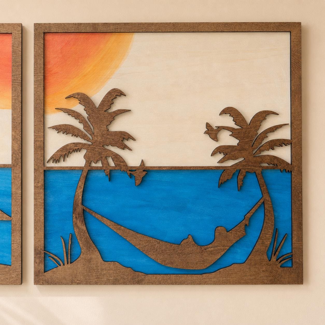 SUNSET OCEAN SCENE Wood Wall Art