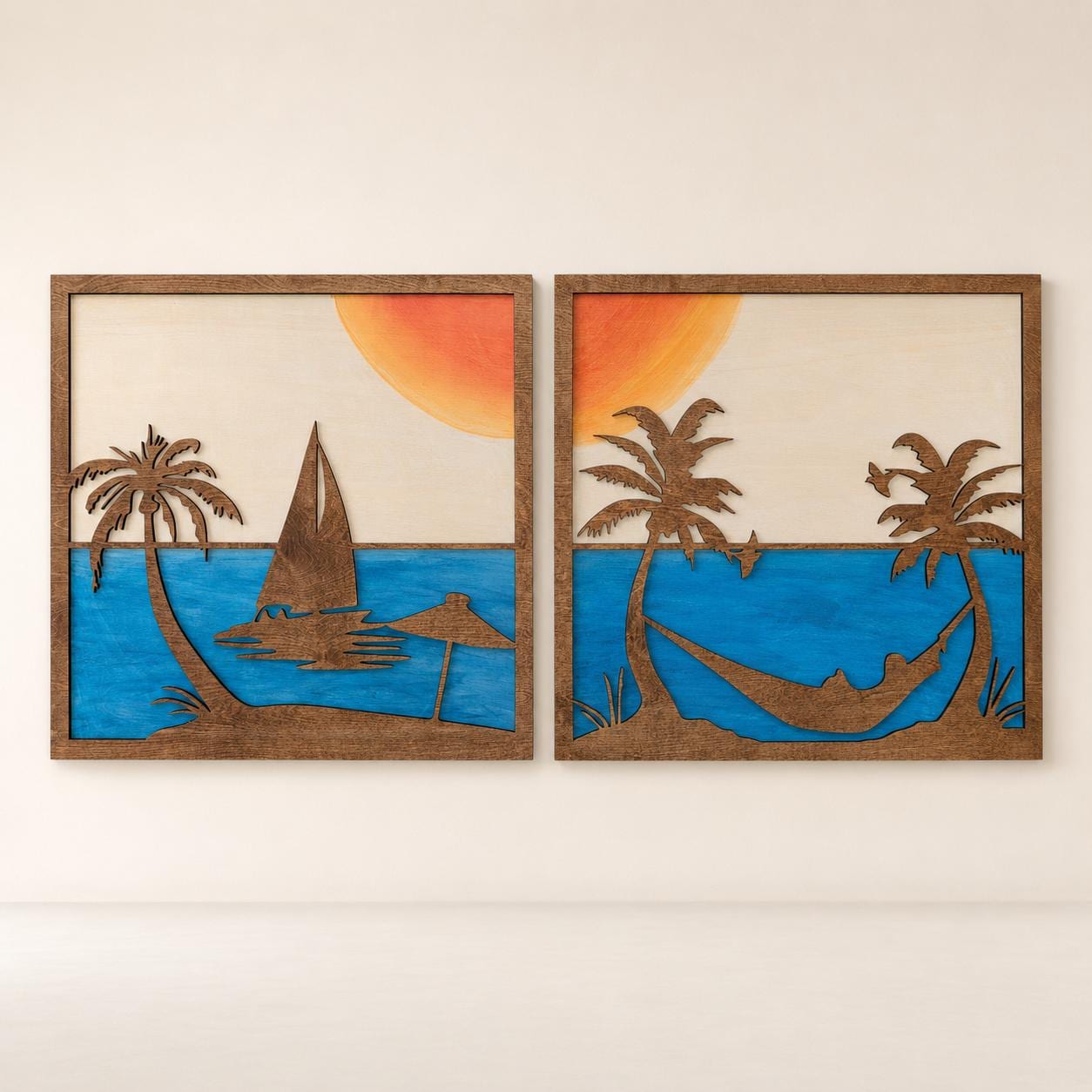 SUNSET OCEAN SCENE Wood Wall Art