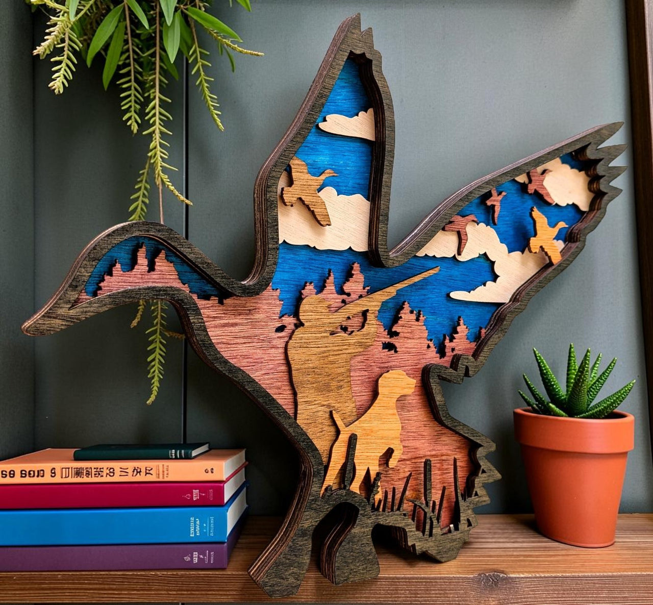 Duck Hunting Wall Art: Multi Layered Stained Wood