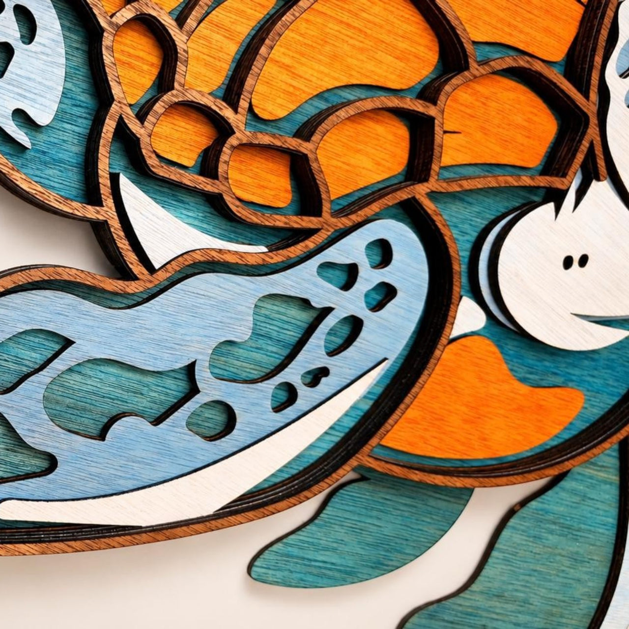 Baby Sea Turtle Layered Wood Wall Art | Nursery Decor | Handmade | Beach House Wall Hanging