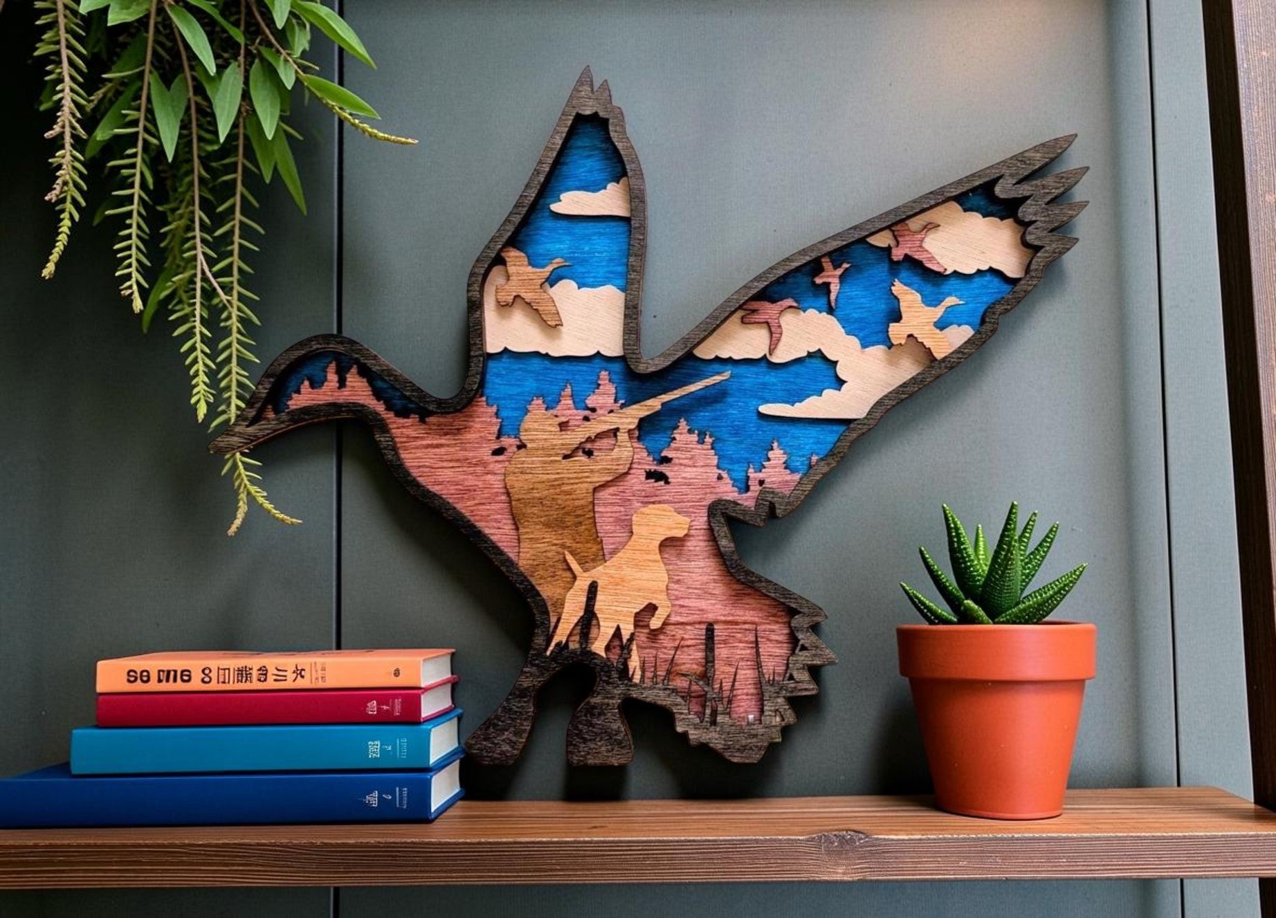 Duck Hunting Wall Art: Multi Layered Stained Wood