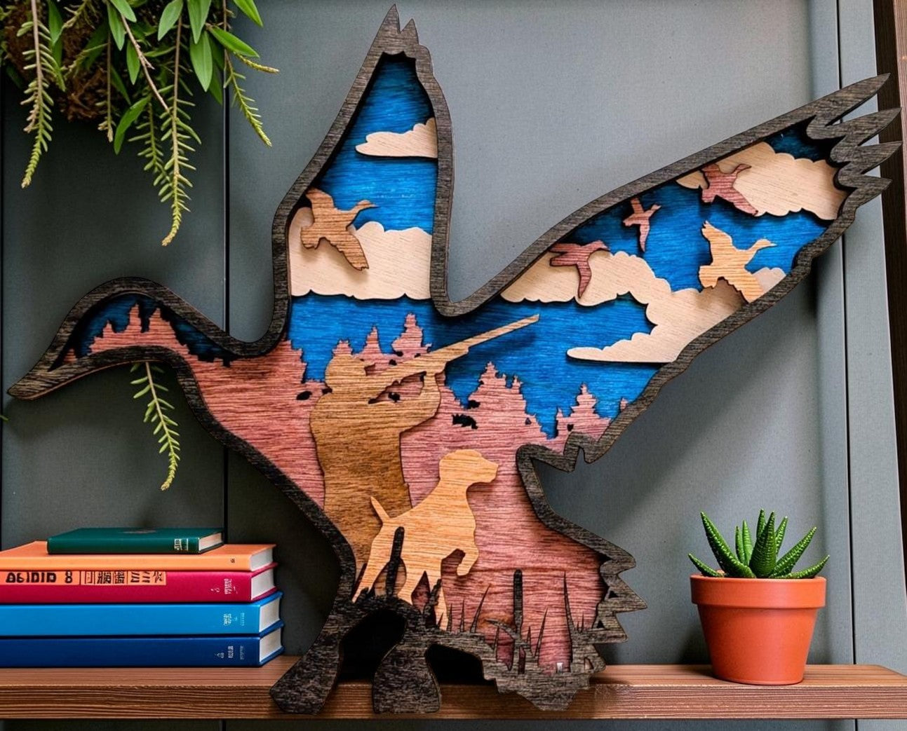 Duck Hunting Wall Art: Multi Layered Stained Wood