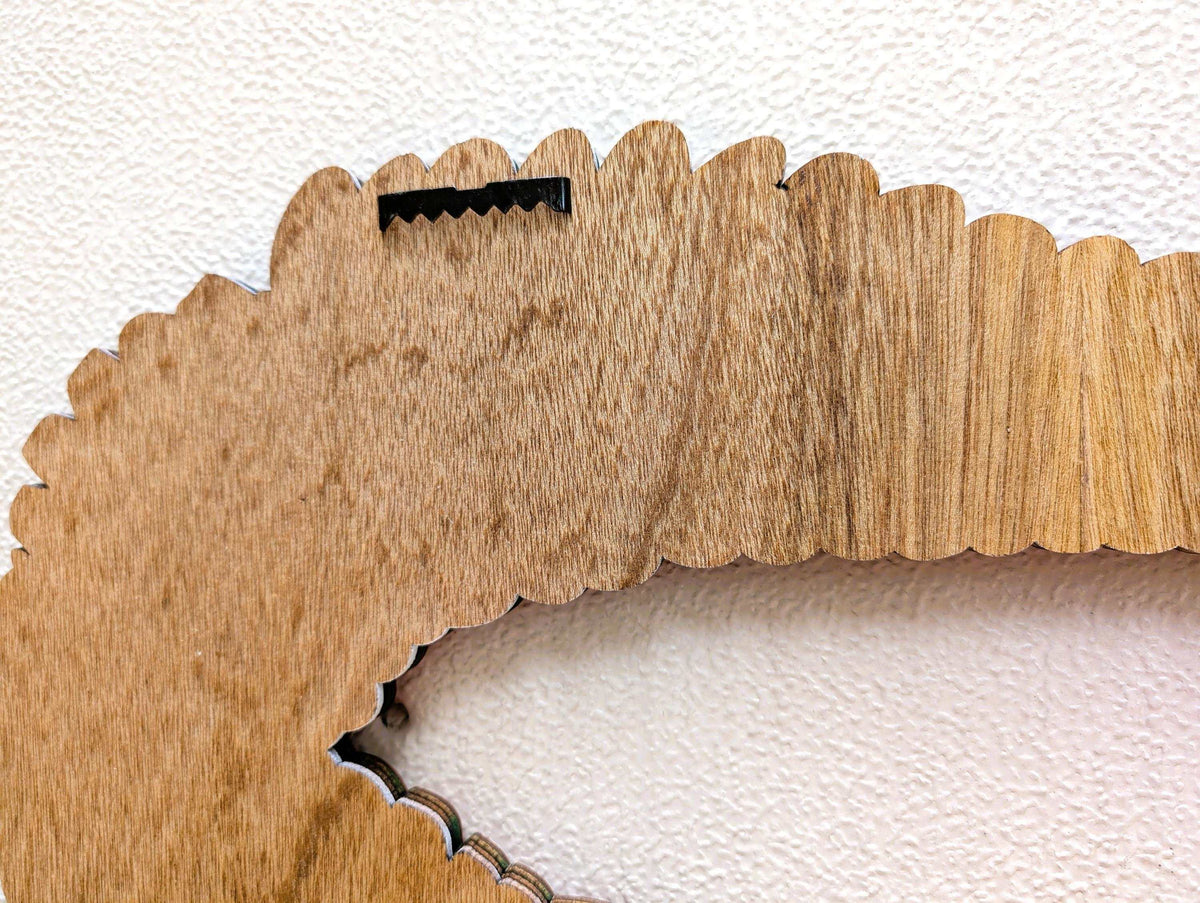 Layered Alligator Wall Art showing a natural wood alligator silhouette with scalloped edges and layered cutout details